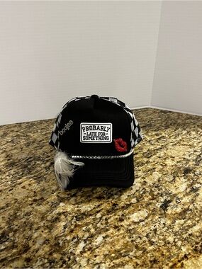 Black Boujee Embellished Trucker Hat - "Probably Late For Something"